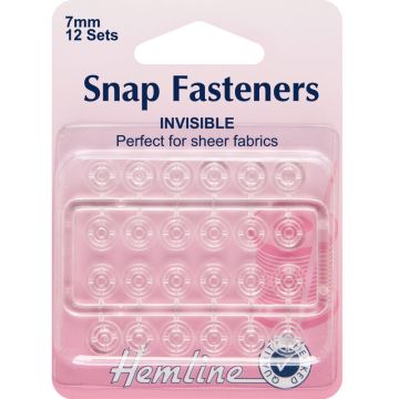 Hemline Sew On Snap Fasteners Clear 7mm