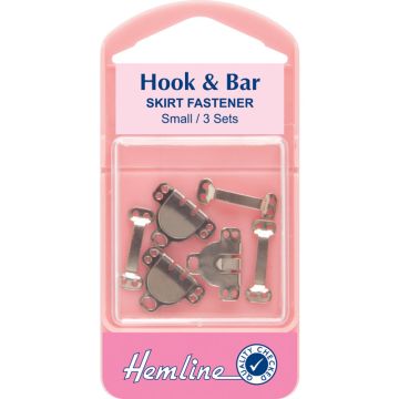 Hemline Hook and Bar Fasteners Nickel Small