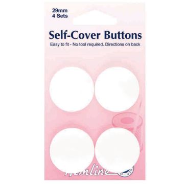 Hemline Plastic Self Cover Buttons White 29mm