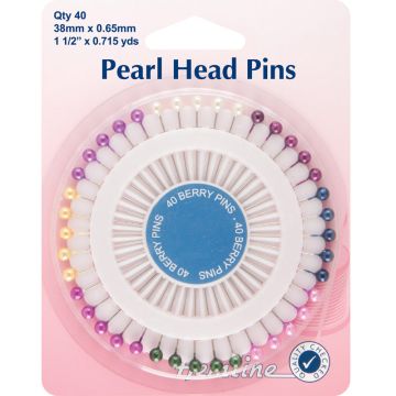 Hemline Pearl Head Pins  38mm x 0.65mm
