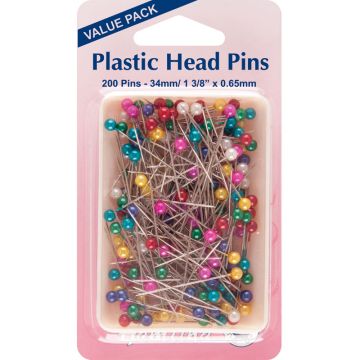 Hemline Plastic Head Pins Nickel 38mm