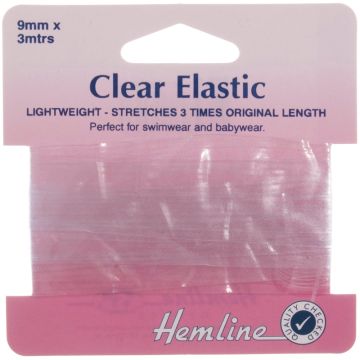 Hemline Swimwear Elastic Clear 9mm