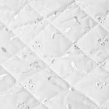 3 Hole Quilted Broderie Anglais Fabric White 112cm