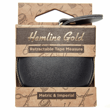 Hemline Gold Retractable Tape Measure Black 