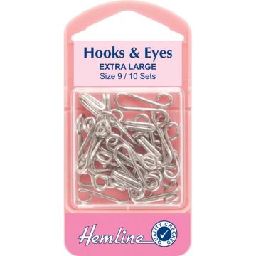Hemline Hook and Eyes Nickel Size 9