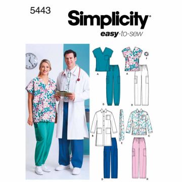 Simplicity Sewing Pattern 5443 (AA) - Unisex Scrubs S-L SS5443.AA S M L