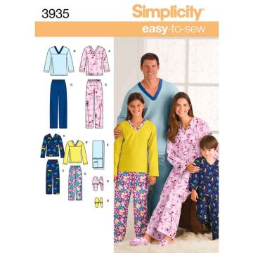 Simplicity Sewing Pattern 3935 (A) - Unisex Sleep & Lounge XS-XL SS3935.A XS-XL