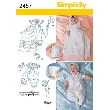 Simplicity Sewing Pattern 2457 (A) - Babies Special Occasion XXS-M SS2457.A XXS-M