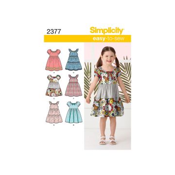 Simplicity Sewing Pattern 2377 (A) - Childrens Dresses Age 3-8 SS2377.A Age 3-8