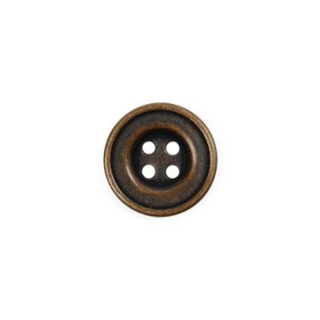 Metal Four Hole Dill Button Antique Gold 15mm