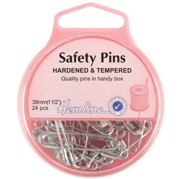 Hemline Safety Pins Nickel 38mm