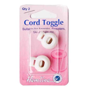 Hemline Cord Toggles White 6mm