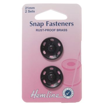 Hemline Sew-on Snap Fasteners Black 21mm