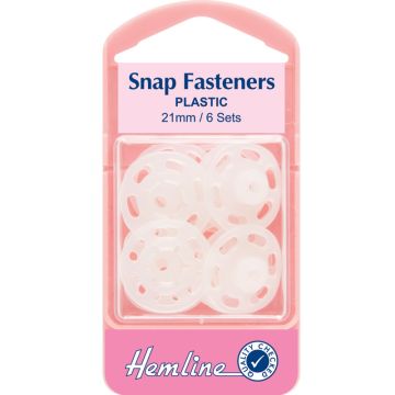Hemline Sew On Snap Fasteners Clear 21mm