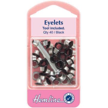 Hemline Eyelets With Tool Black 5mm