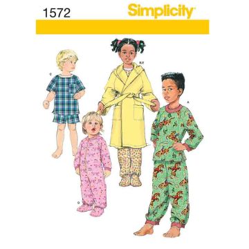 Simplicity Sewing Pattern 1572 (BB) - Childrens Sleepwear Age 3-6 1572.BB Age 3-6