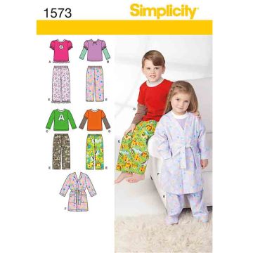 Simplicity Sewing Pattern 1573 (BB) - Childrens Sleepwear Age 4-8 1573.BB Age 4-8
