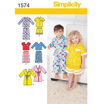 Simplicity Sewing Pattern 1574 (A) - Toddlers Sleepwear Age 6 Months - 4 1574.A Age 6 Months - 4