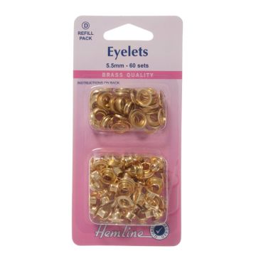 Hemline Eyelets Refill Pack Gold 5.5mm