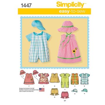Simplicity Sewing Pattern 1447 (A) - Babies Casual XXS-L 1447.A XXS-L