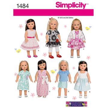 Simplicity Sewing Pattern 1484 (OS) - Dolls Clothes One Size 1484.OS One Size