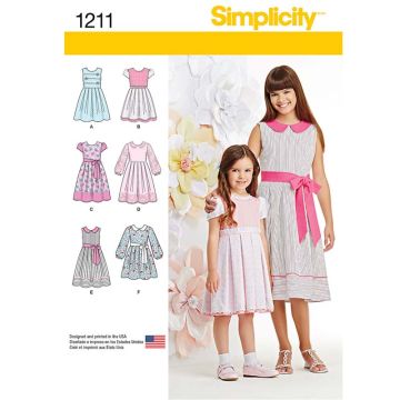 Simplicity Sewing Pattern 1211 (HH) - Childrens & Girls Dresses Age 3-6 1211.HH Age 3 - 6