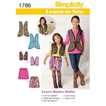 Simplicity Sewing Pattern 1786 (K5) - Childs Vest & Skirts Age 7-14 1786.K5 Age 7-14