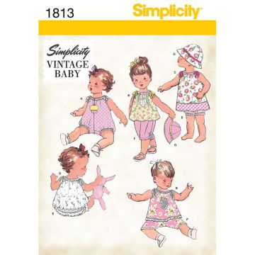 Simplicity Sewing Pattern 1813 (A) - Babies Romper XXS-L 1813.A XXS-L