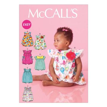 McCall's Sewing Pattern Babies Romper M7107 New Born - XL