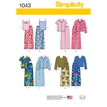 Simplicity Sewing Pattern 1043 (K5) - Girls & Boys Separates Age 7-14 1043K5 Age 7-14