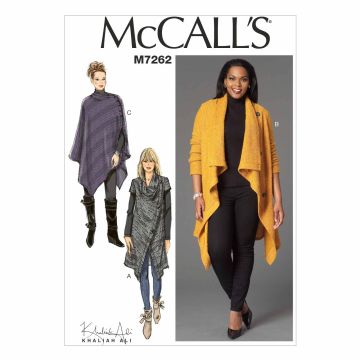 McCall's Sewing Pattern Misses' Sweater Coat and Poncho//M7262//8-16 M7262 8-16
