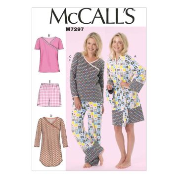 McCall's Sewing Pattern Misses' Womens Robe Belt Top Dress Shorts Pants M7297 8-16