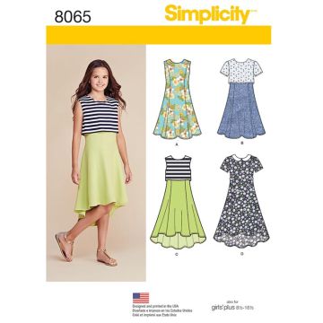 Simplicity Sewing Pattern 8065 (AA) - Girls Dresses Age 8-16 8065.AA Age 8 - 16