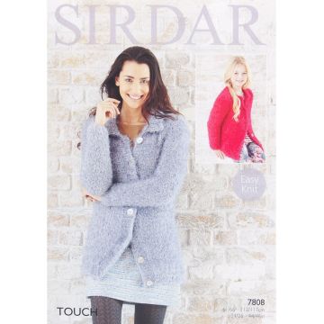 Sirdar Touch Woman's Girls Flat Collared Round Neck Cardigan Pattern 7808 24-46in