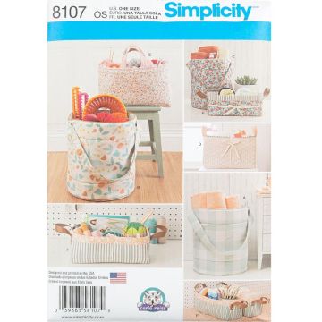 Simplicity Sewing Pattern 8107 (OS) - Bucket Basket & Tote Organizers 8107.OS One Size