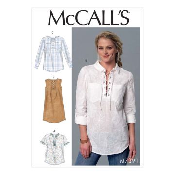 McCall's Sewing Pattern Misses' Tops//M7391. Y//XS-M M7391. Y XS-M