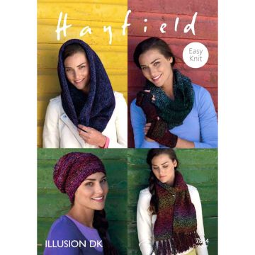 Sirdar Hayfield Illusion Women's Scarf & Hat Pattern 7854 One Size