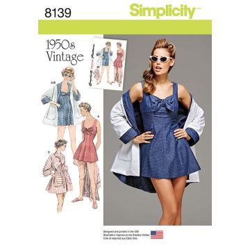 Simplicity Sewing Pattern 8139 (R5) - Misses Vintage Beachwear 14-22 8139.R5 14-22
