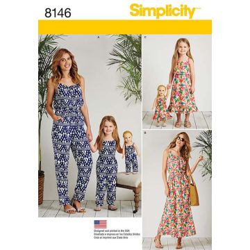 Simplicity Sewing Pattern 8146 (A) - Misses, Child & Doll Age 3-8 & XS-XL 8146.A Age 3-8 XS-XL