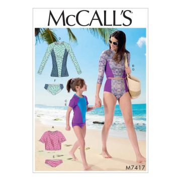 McCall's Sewing Pattern Girls Swimsuits//M7417. KID//Age 3-8 M7417. KID Age 3-8