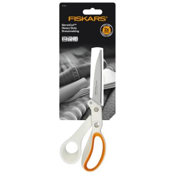 Fiskars Dressmaking Scissors Amplify Heavy Duty White Orange 24cm 9.5in