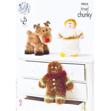 King Cole Tinsel Chunky Angel Reindeer Gingerbread Man Pattern 9055 