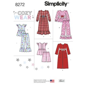 Simplicity Sewing Pattern 8272 (K5) - Girls Sleepwear & Robe Age 3-6 8272.K5 Age 7-14