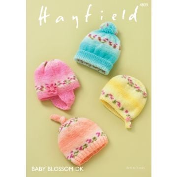 Sirdar Hayfield Baby Blossom DK Hats Pattern 4839 Birth to 2 Years