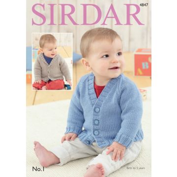 Sirdar No 1 Cardigan Pattern 4847 Birth to 3 Years