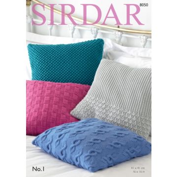 Sirdar No 1 Cushion Pattern 8050 41 x 41cm or 16 x 16''