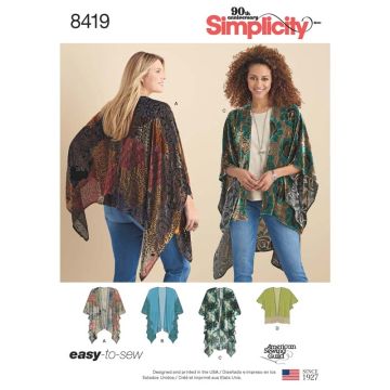 Simplicity Sewing Pattern 8419 (A) - Misses Kimono Style Wrap XS-XL SS8419.A XS-XL