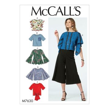 McCalls Sewing Pattern 7630 (A5) - Misses Tops 6-14 
