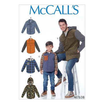 McCalls Sewing Pattern 7638  - Mens Lined Button Jackets 34-48