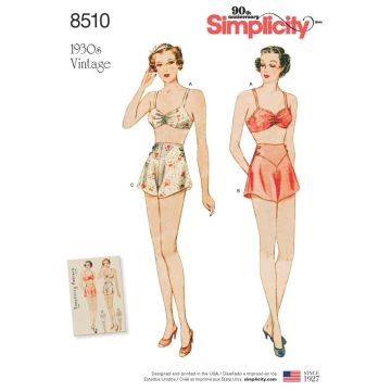Simplicity Sewing Pattern 8510 (D5) - Miss Vintage Brassiere & Panties 4-12 SS8510D5 4-12